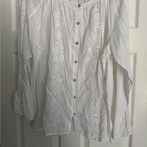 J. Jill White Relaxed Bib Collar Blouse